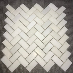 Danba White Mosaic Herringbone 1"x2" Natural Stone